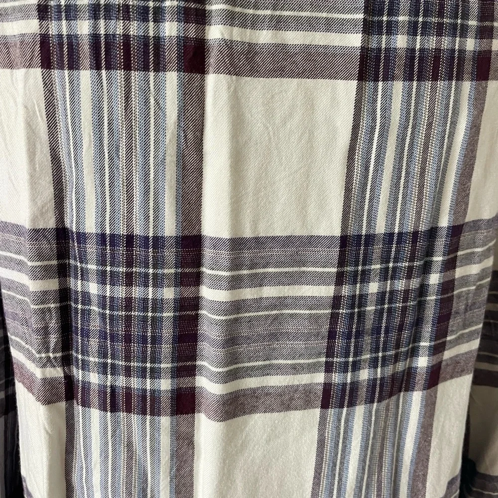 Cloth and Stone for Anthroplogie medium purple & white plaid long sleeved - Picture 8 of 10
